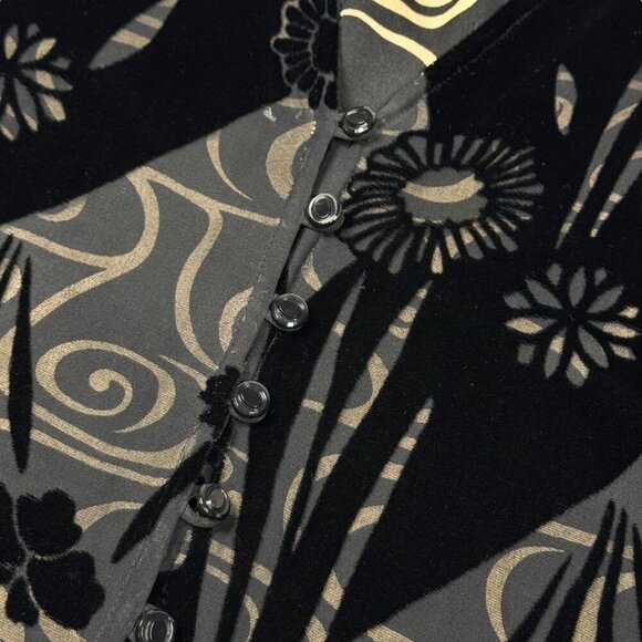 VTG Jones New York Burnout Velvet Blouse Top Sz.S Black Whimsigoth Gothic Witch - Picture 11 of 12